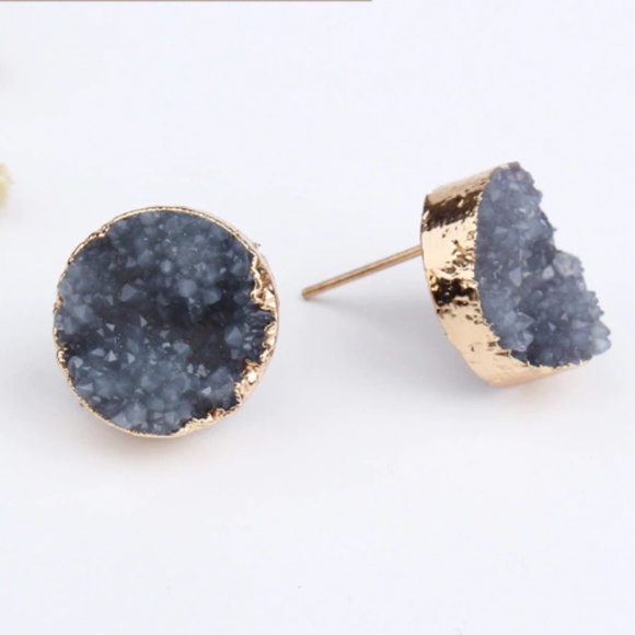 Indie Boho Druzy Jade Green Crystal Quartz Earring - Picture 5 of 8